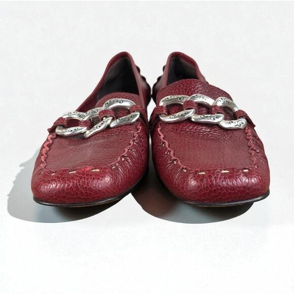 BRIGHTON Klee Leather Slip On Loafer W's 7.5 Burgundy Retro Classic Made Brazil - Picture 5 of 13